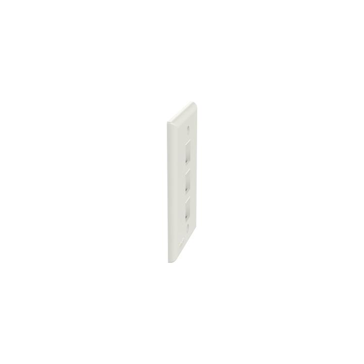 Placa de Pared Vertical, Salida Para 3 Puertos Keystone, Color Blanco Mate