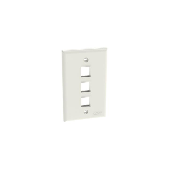 Placa de Pared Vertical, Salida Para 3 Puertos Keystone, Color Blanco Mate