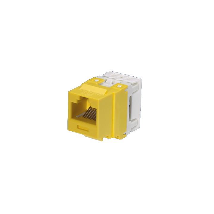 Conector Jack Estilo 110 (de Impacto), Tipo Keystone, Categoría 6, de 8 Posiciones y 8 Cables, Color Amarillo