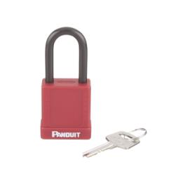 Candado de Bloqueo LOTO de Seguridad Dieléctrico, Con Llave Única, Diámetro de 6.5 mm, Color Rojo