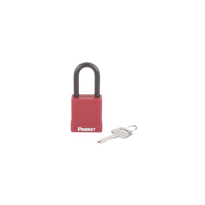 Candado de Bloqueo LOTO de Seguridad Dieléctrico, Con Llave Única, Diámetro de 6.5 mm, Color Rojo