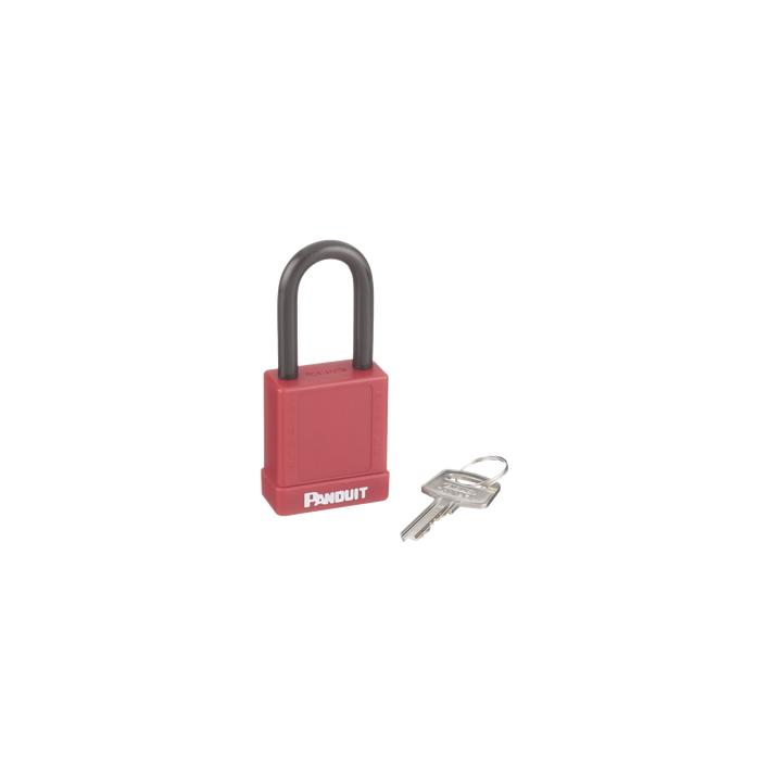Candado de Bloqueo LOTO de Seguridad Dieléctrico, Con Llave Única, Diámetro de 6.5 mm, Color Rojo