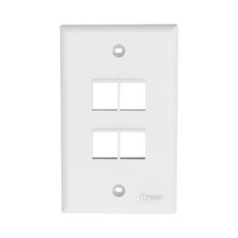 Placa de Pared Vertical, Salida Para 4 Puertos Keystone, Color Blanco