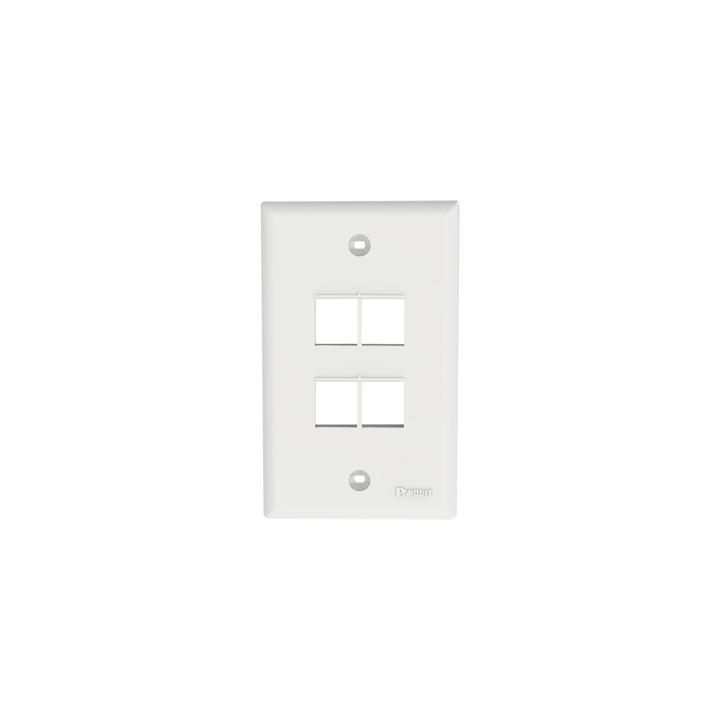 Placa de Pared Vertical, Salida Para 4 Puertos Keystone, Color Blanco