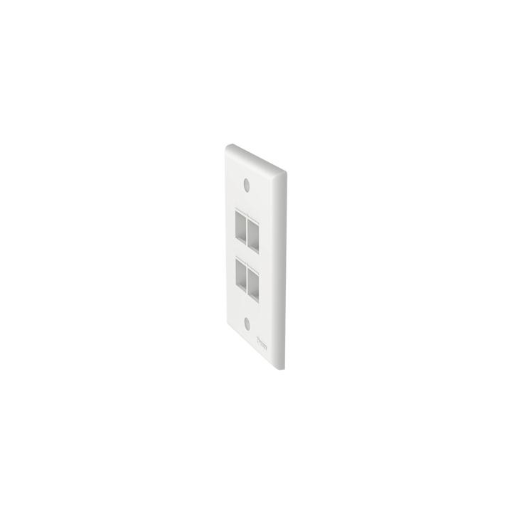 Placa de Pared Vertical, Salida Para 4 Puertos Keystone, Color Blanco