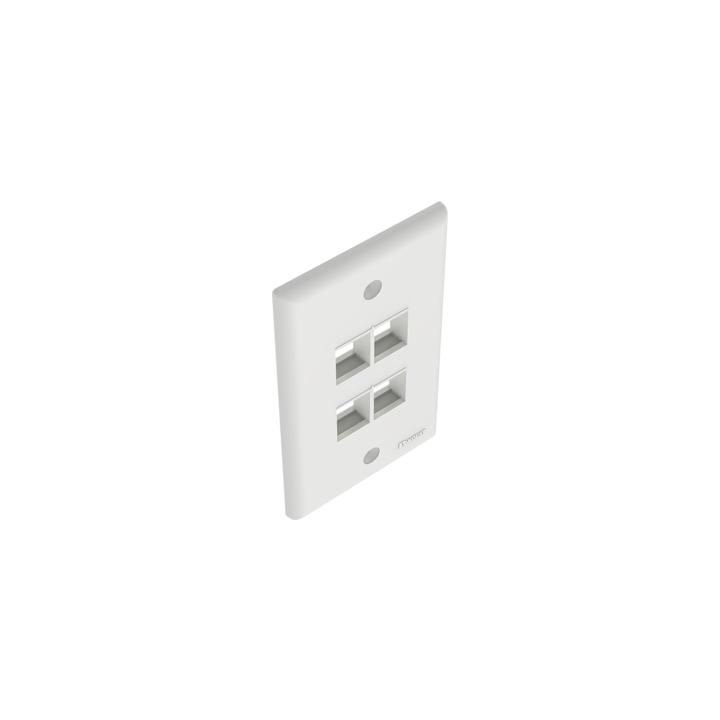 Placa de Pared Vertical, Salida Para 4 Puertos Keystone, Color Blanco