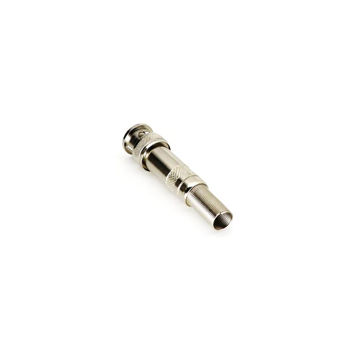 Conector BNC macho de 75 Ohm, con base de resorte para montar a presión cable coaxial RG-59/ Níquel/ Oro/ Teflón.