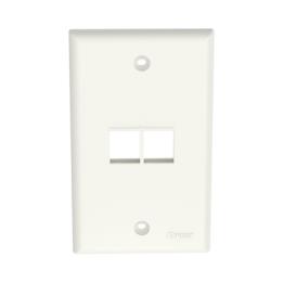 Placa de Pared Vertical, Salida Para 2 Puertos Keystone, Color Blanco Mate