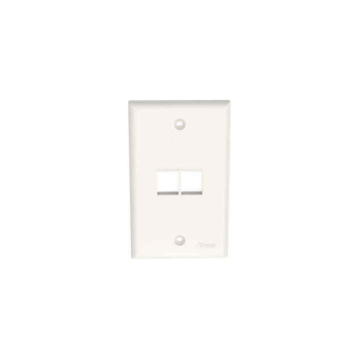 Placa de Pared Vertical, Salida Para 2 Puertos Keystone, Color Blanco Mate