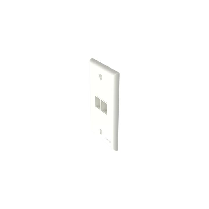 Placa de Pared Vertical, Salida Para 2 Puertos Keystone, Color Blanco Mate