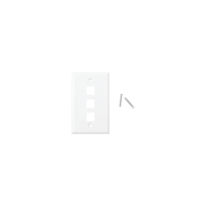 Placa de Pared de 3 Puertos, Keystone, Color Blanco