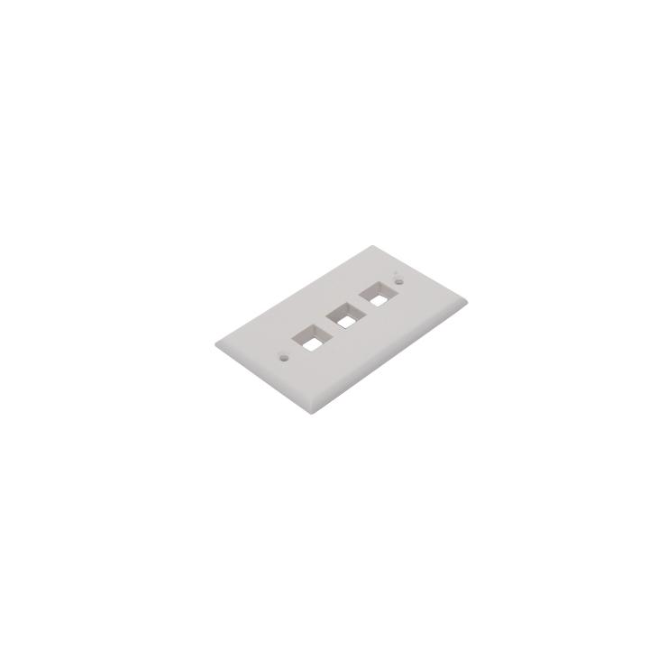 Placa de Pared de 3 Puertos, Keystone, Color Blanco