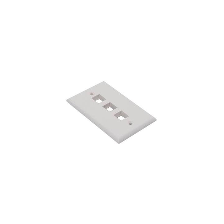 Placa de Pared de 3 Puertos, Keystone, Color Blanco