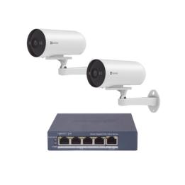 Kit de cámaras PoE Para Uso en Exterior / PoE Estandar Af / 2 piezas CS-H5/3MP/ 1 Pieza de Switch DS-3E1505P-EI/M /
