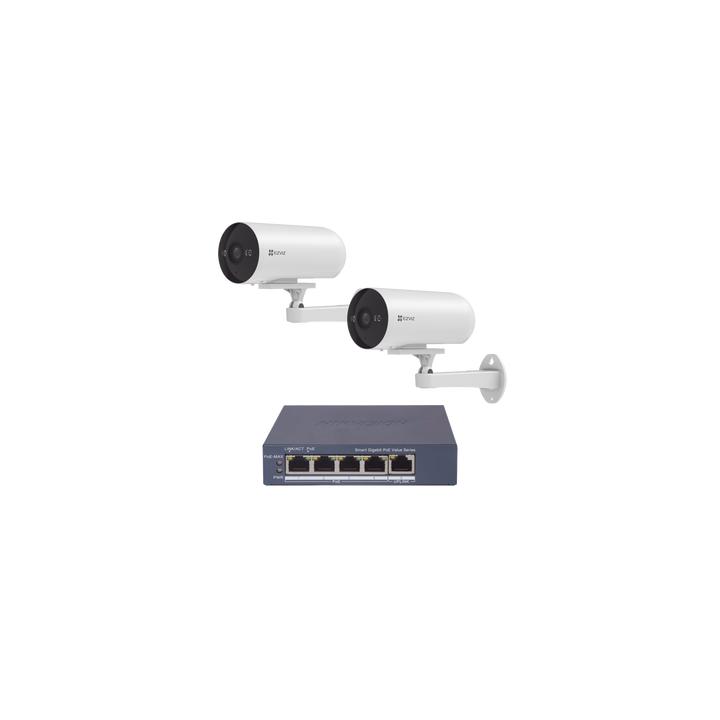 Kit de cámaras PoE Para Uso en Exterior / PoE Estandar Af / 2 piezas CS-H5/3MP/ 1 Pieza de Switch DS-3E1505P-EI/M /