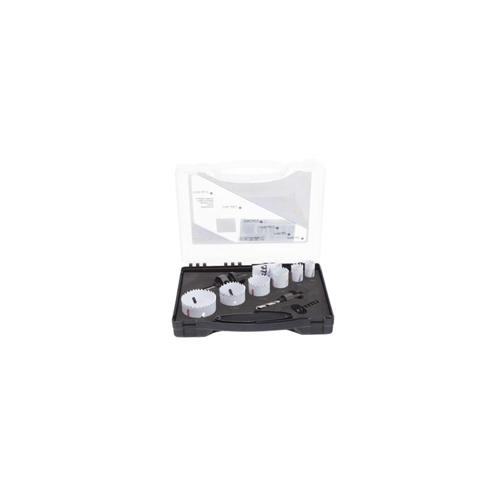 Kit de broca sierras (3/4 - 2 1/4 in) incluye 6 piezas de broca sierras, 2 adaptadores y resorte de expulsión.