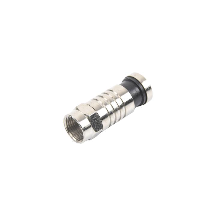 Conector F Macho de Compresión para cable RG-59, Cuerpo de Bronce Niquelado.
