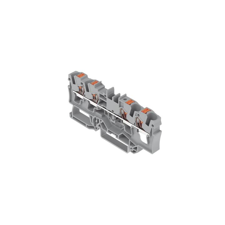 Borna de Paso / 4 Conductores / Push-in CAGE CLAMP® / 4 mm² / 32 A / 800 V / Carril DIN / ATEX IECEx / Prueba Ø4 mm