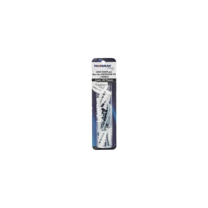Kit de 10 taquetes autoperforables y 10 tornillos 10mm x 1 1/2" (1301-05002)