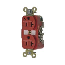Contacto Dúplex Conexión a Tierra Aislada/ 20 A 125 V/ 2 polos 3 Hilos/ Color Rojo/ Nema 5- 20R/ Grado Industrial.