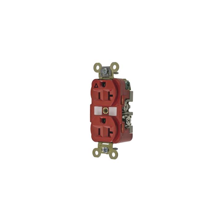 Contacto Dúplex Conexión a Tierra Aislada/ 20 A 125 V/ 2 polos 3 Hilos/ Color Rojo/ Nema 5- 20R/ Grado Industrial.