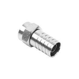 Conector F Macho, Plegable de Doble Blindaje para cable RG-59, Cuerpo de Bronce Niquelado.
