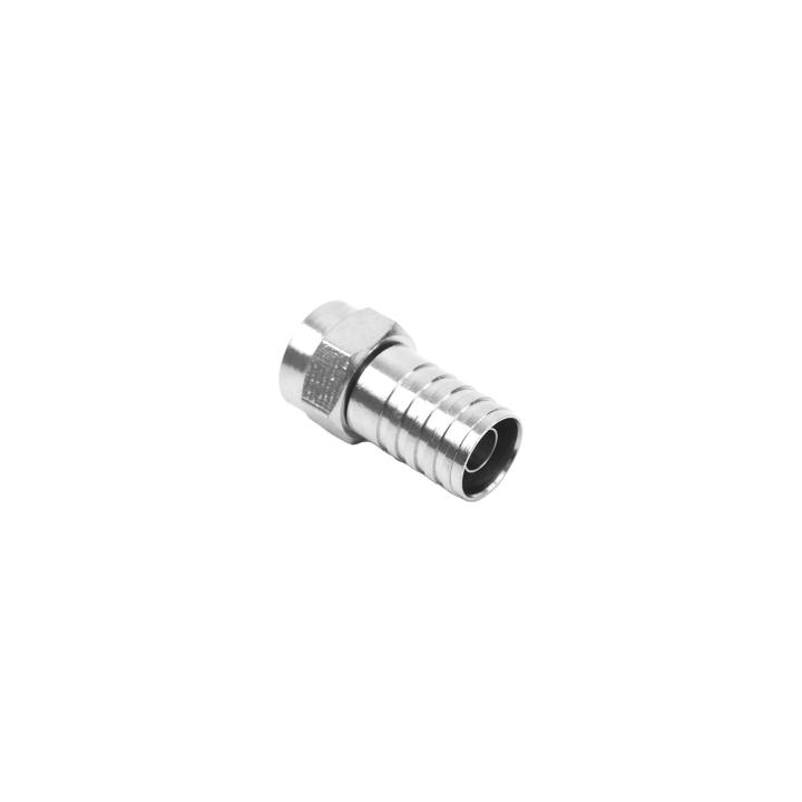 Conector F Macho, Plegable de Doble Blindaje para cable RG-59, Cuerpo de Bronce Niquelado.