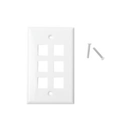 Placa de Pared de 6 Puertos, Keystone, Color Blanco