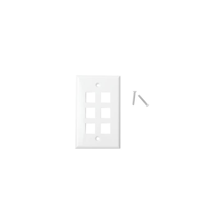 Placa de Pared de 6 Puertos, Keystone, Color Blanco