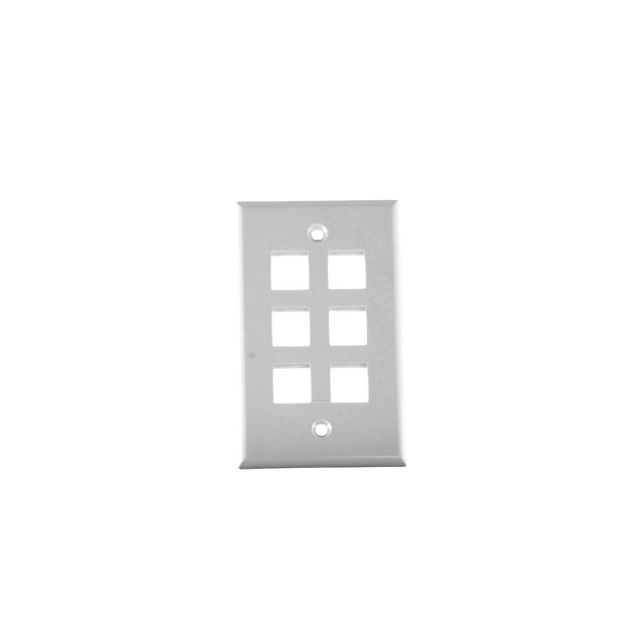 Placa de Pared de 6 Puertos, Keystone, Color Blanco