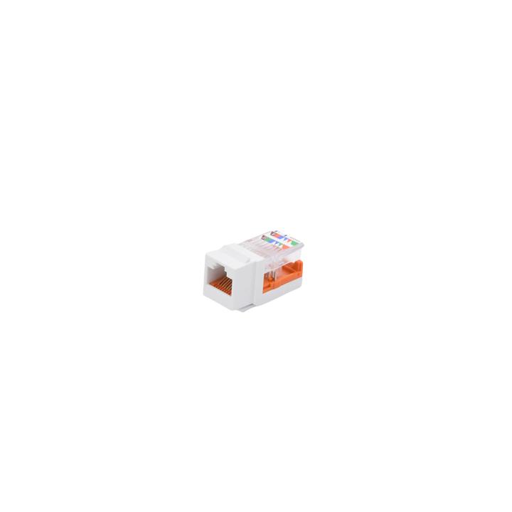 Conector Jack Estilo Leadframe, Tipo Keystone, Categoría 5e, de 8 Posiciones y 8 Cables, Color Blanco