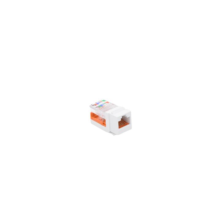 Conector Jack Estilo Leadframe, Tipo Keystone, Categoría 5e, de 8 Posiciones y 8 Cables, Color Blanco