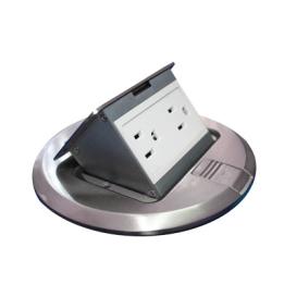 Mini Caja de Piso Redonda Acero Inoxidable (2 Contactos) (11000-12201)