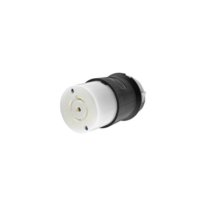 Conector Industrial con Bloqueo de Media Vuelta / 20 A 120/208 V CA / 4 Polos 5 Hilos / Color Blanco y Negro / Nema