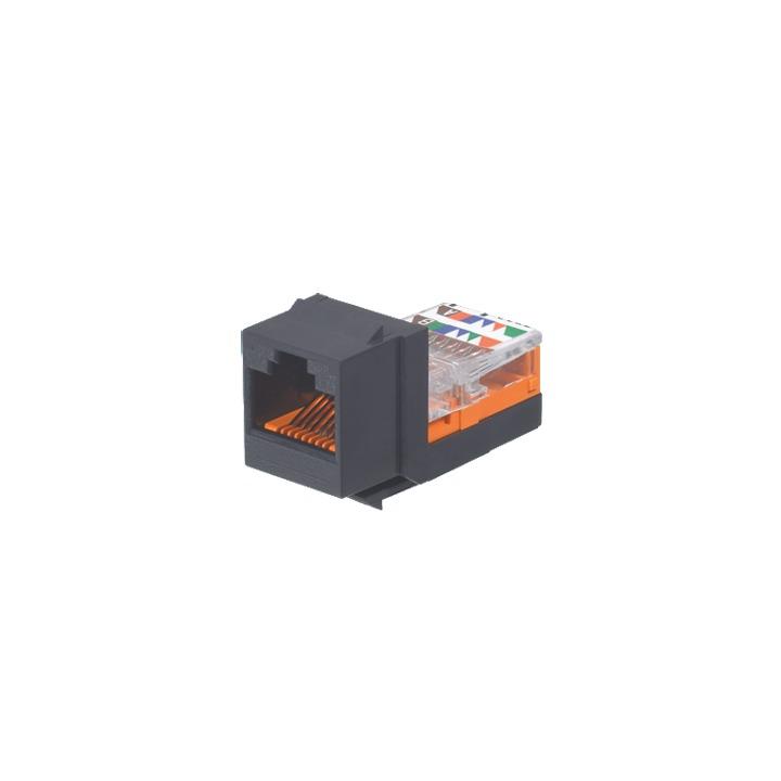 Conector Jack Estilo Leadframe, Tipo Keystone, Categoría 5e, de 8 Posiciones y 8 Cables, Color Negro