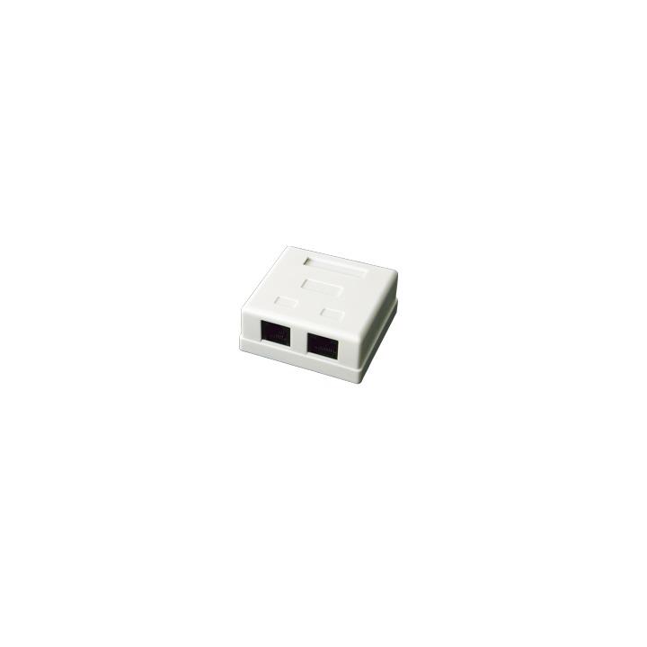 Caja de Pared con 2 Puertos, Incluye 2 Jacks UTP Cat5e Keystone