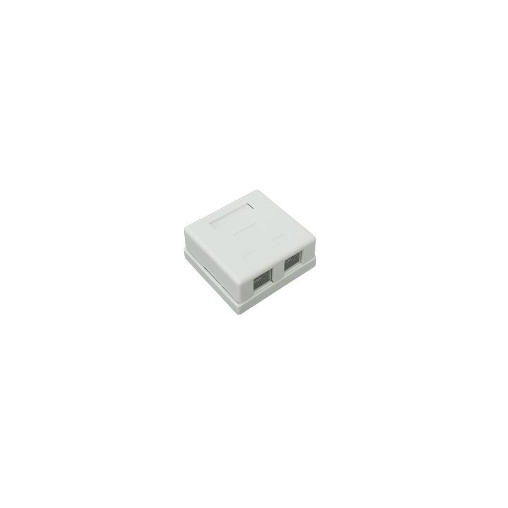 Caja de Pared con 2 Puertos, Incluye 2 Jacks STP Cat5e Keystone
