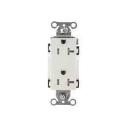 Contacto Duplex Decorador 20 A 125V /  Resistente a manipulaciones / 2 Polos 3 Hilos/ Nema 5-20 R / Color Blanco /