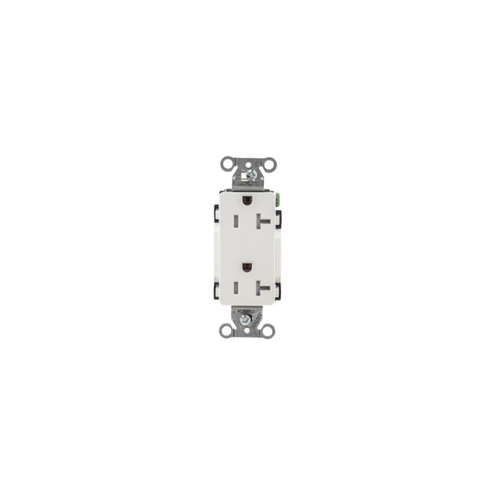Contacto Duplex Decorador 20 A 125V /  Resistente a manipulaciones / 2 Polos 3 Hilos/ Nema 5-20 R / Color Blanco /