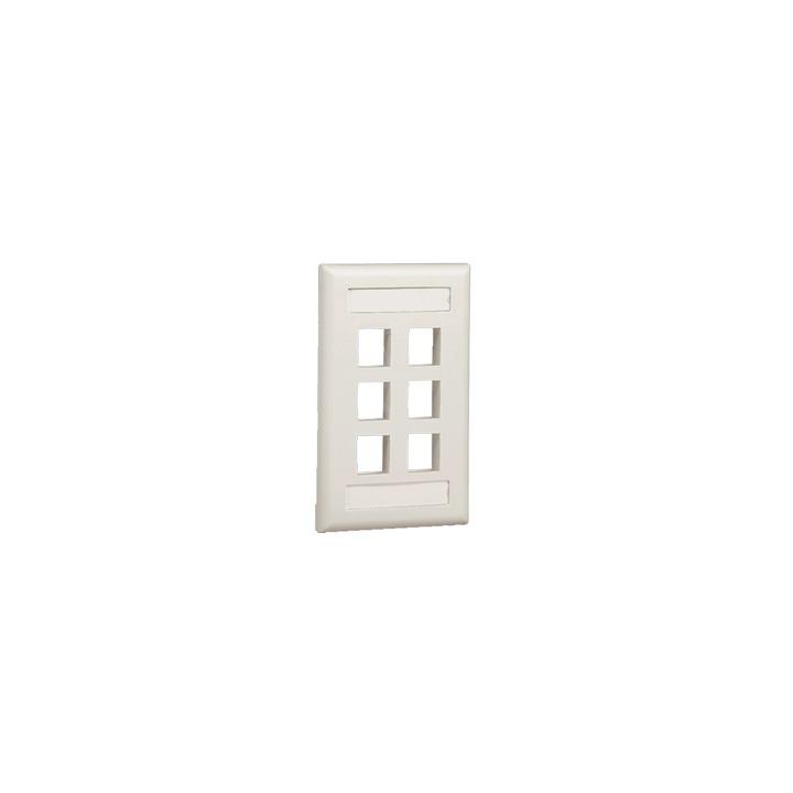 Placa de Pared Vertical, Salida Para 6 Puertos Keystone, Con Espacios Para Etiquetas, Color Blanco