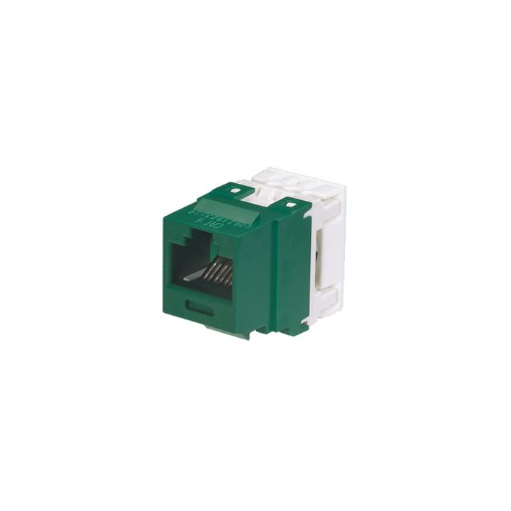 Conector Jack Estilo 110 (de Impacto), Tipo Keystone, Categoría 6, de 8 Posiciones y 8 Cables, Color Verde