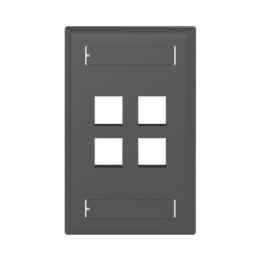 Placa de Pared Vertical, Salida Para 4 Puertos Keystone, Con Espacios Para Etiquetas, Color Negro