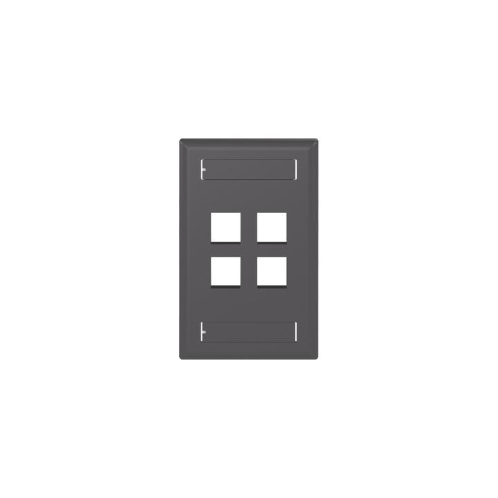 Placa de Pared Vertical, Salida Para 4 Puertos Keystone, Con Espacios Para Etiquetas, Color Negro
