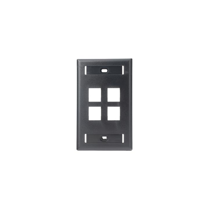 Placa de Pared Vertical, Salida Para 4 Puertos Keystone, Con Espacios Para Etiquetas, Color Negro