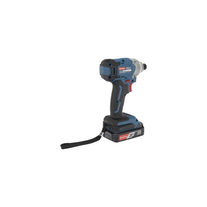 Atornillador de Impacto Inalámbrico 20V / Motor Brushless / Portabrocas Hexagonal 1/4 in / 90-180 Nm Torque / Batería