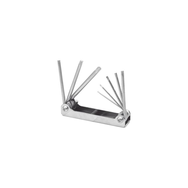 Juego de 8 llaves hexagonales Torx® tipo navaja, estuche metálico.