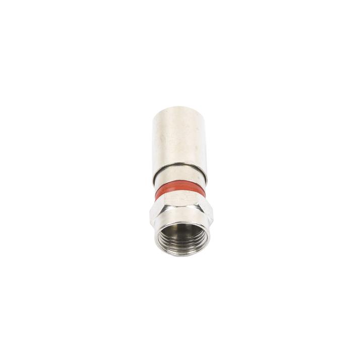 Conector F Macho de Compresión, Metálico para cable RG-59, Cuerpo de Bronce Niquelado.