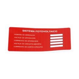 Etiqueta de Sistema fotovoltaico/ Paquete con 20