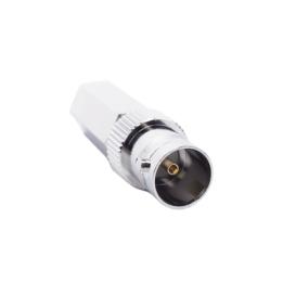 Conector BNC Hembra en 75 Ohm, Tipo Roscable para cable Coaxial RG-59/U, Níquel/ Plata/ Delrin.