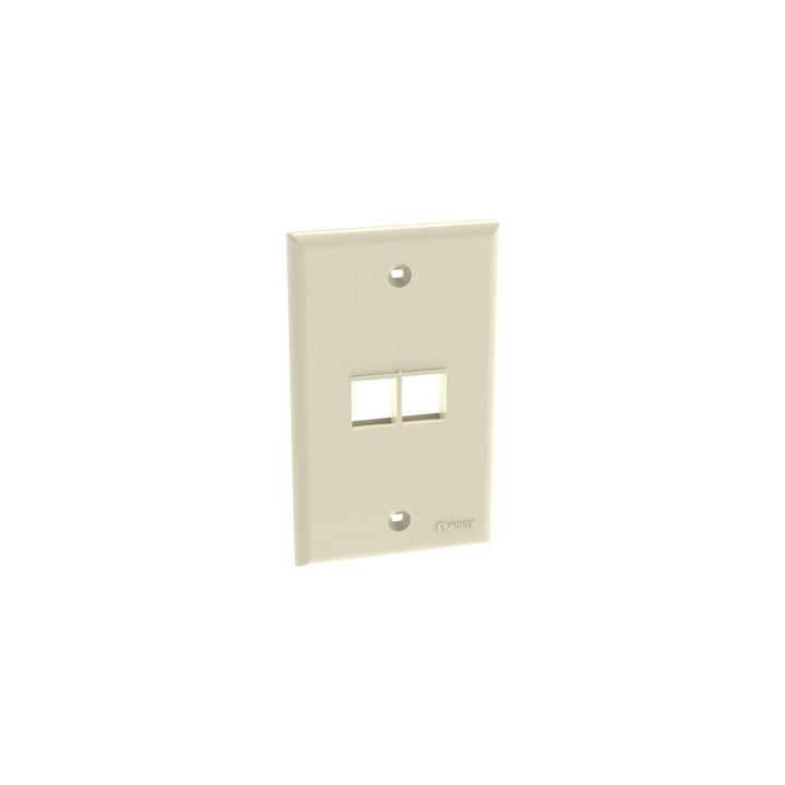 Placa de Pared Vertical, Salida Para 2 Puertos Keystone, Color Marfil